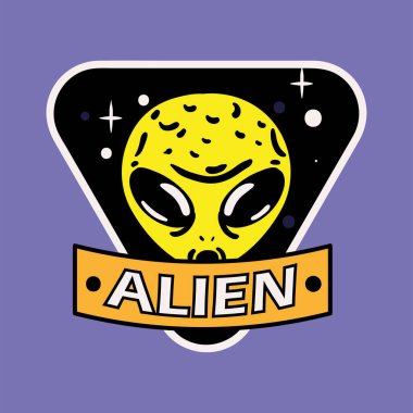 space retro alien stamp design