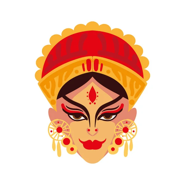 Goddess Durga Puja Face Icon — Vector de stock