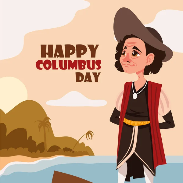Happy Columbus Day Celebration Card Design — Vector de stock