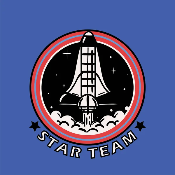 Команда Космічної Зірки Ретро Лейбл Ідентифікації — стоковий вектор