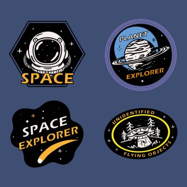 set of space retro, vector image
