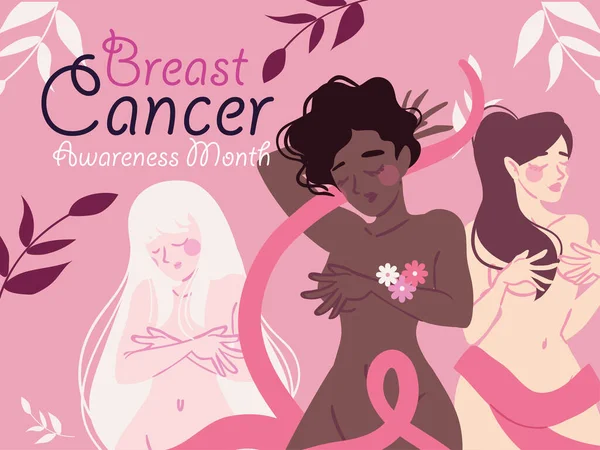 breast cancer, group women with ribbon