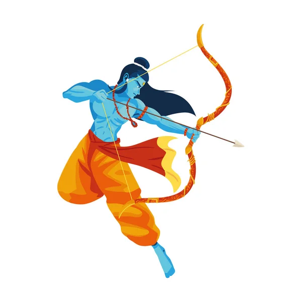 Lord Rama Warrior Deity Icon Isolated —  Vetores de Stock