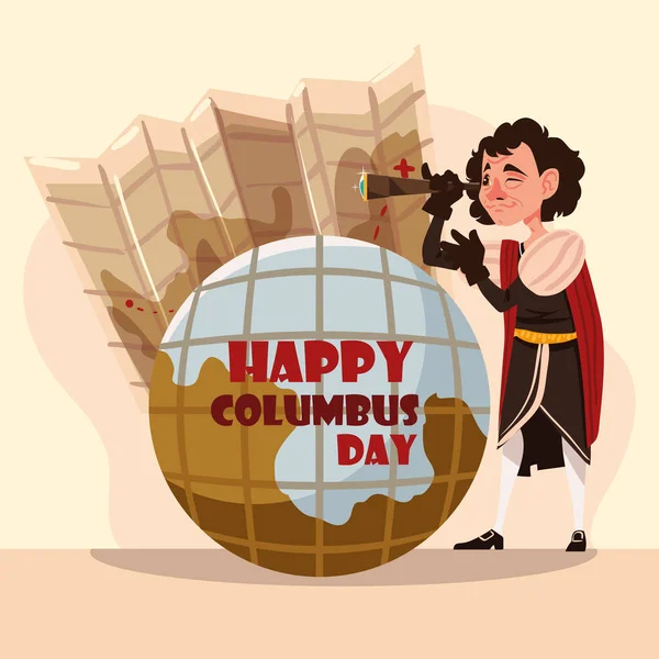 Happy Columbus Day America Discovery Card — Vector de stock