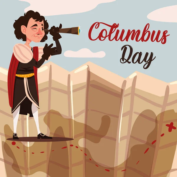Columbus Day Calligraphic Card Design — Vector de stock