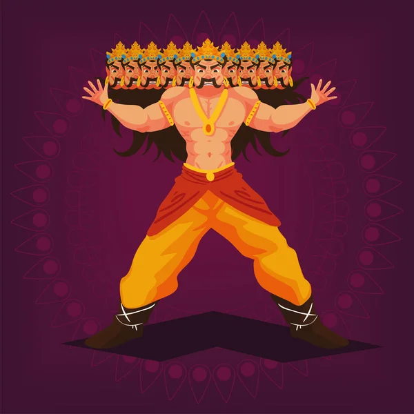 Ravana Man Demon Dussehra Design — Stock Vector