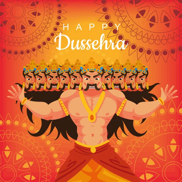 Happy Dussehra Day Ravana Card — Stok Vektör