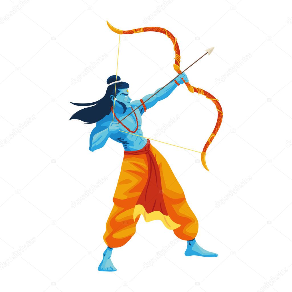 lord rama with bow weapon icon isolated