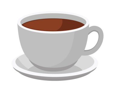 cup coffee in dish icon isolated