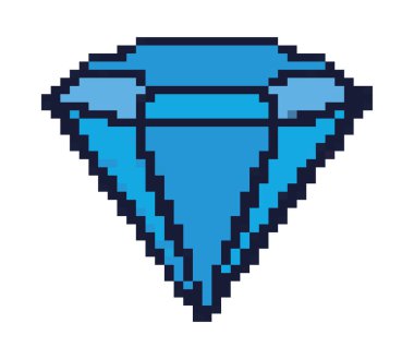 diamond pixel art icon isolated