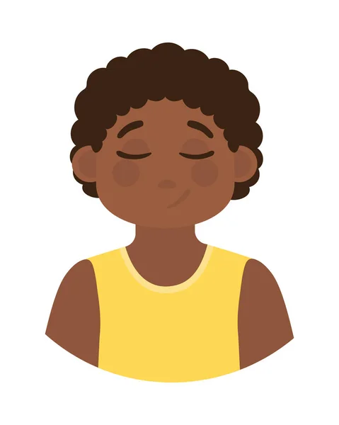 Afro American Boy Icon Flat Isolated — Vettoriale Stock