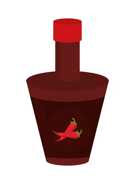 Sauce Chili Pepper Bottle Icon Isolated — Stock Vector