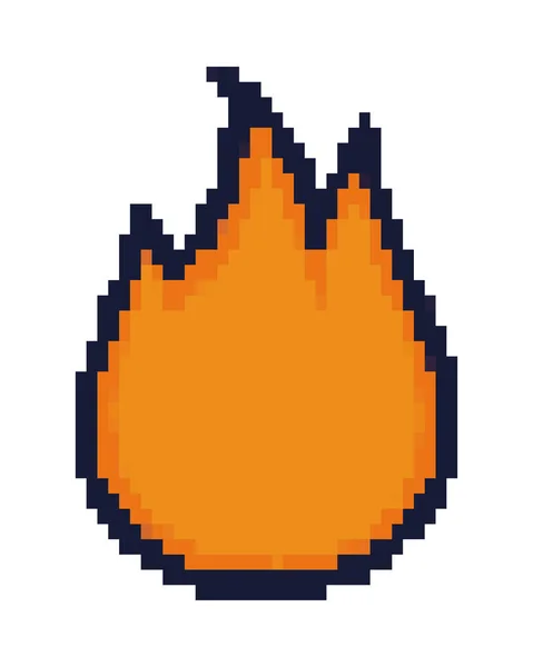 Fire Pixel Art Icon Isolated — Stock Vector