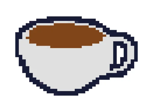 Coffee Cup Pixel Art Icon Isolated — 스톡 벡터