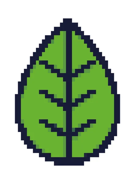 Leaf Pixel Art Icon Isolated — 스톡 벡터