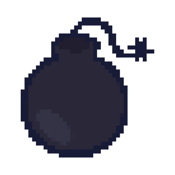 Bomb Pixel Art Icon Isolated — Stockvector