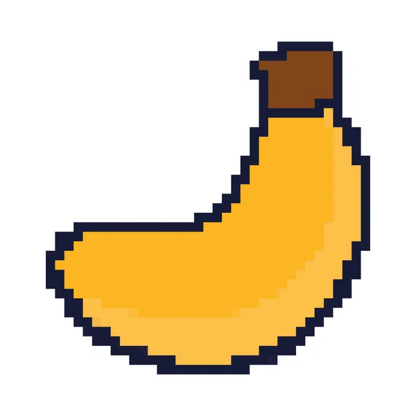 Banana Pixel Art Icon Isolated — Vector de stock