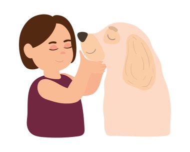 woman and dog icon isolated
