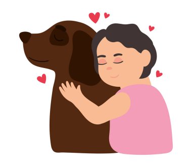 woman with big dog icon isolated