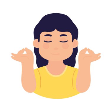female making meditation, flat design