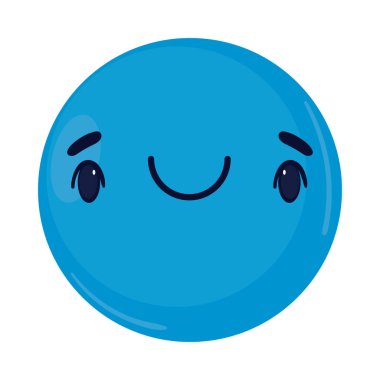blue smile emoticon icon flat isolated