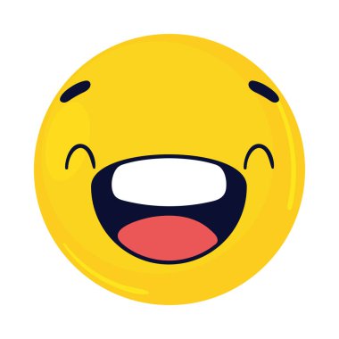 happy emoji face icon flat isolated