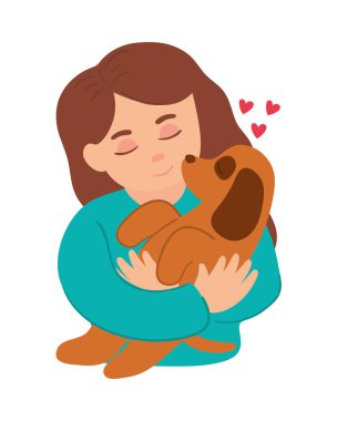 female carrying a dog icon isolated