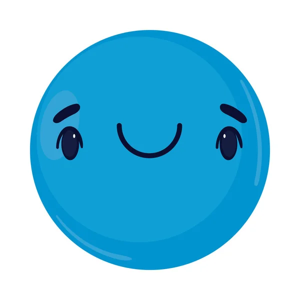Blue Smile Emoticon Icon Flat Isolated - Stok Vektor