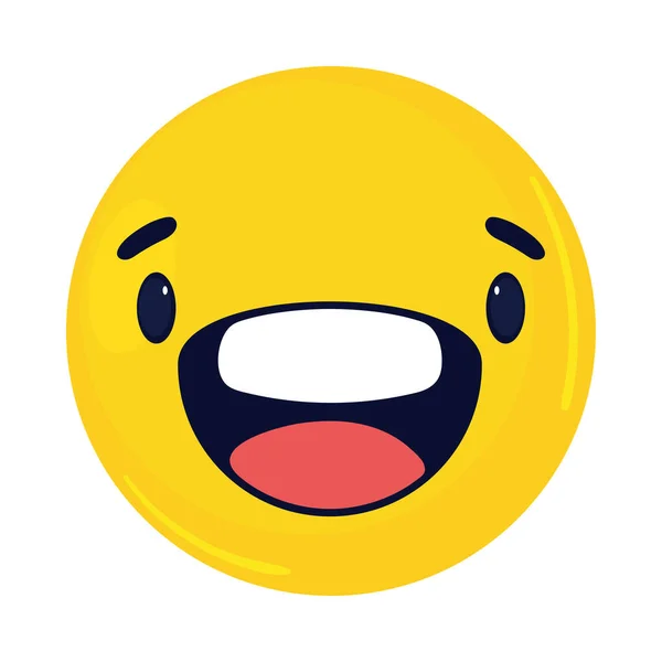 Laughing Emoji Cartoon Icon Flat Isolated — Stok Vektör