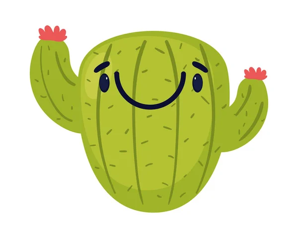 Smiling Cactus Cartoon Icon Flat Isolated — 스톡 벡터