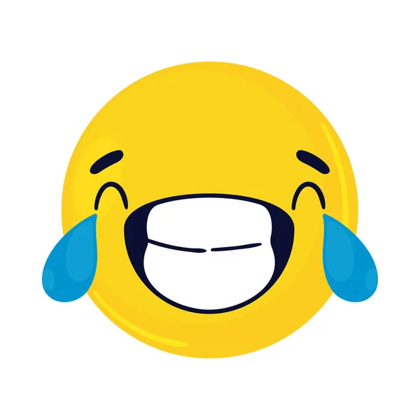 Smile Emoticon Tears Icon Flat Isolated - Stok Vektor