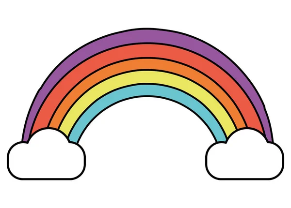 Rainbow Clouds Cartoon Retro — Stockový vektor