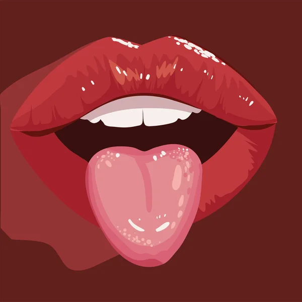 Lips Tongue Close Design — Stock Vector