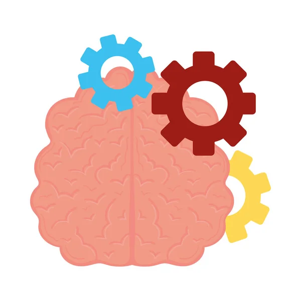 Mental Health Day Brain Gears Design — Vector de stock