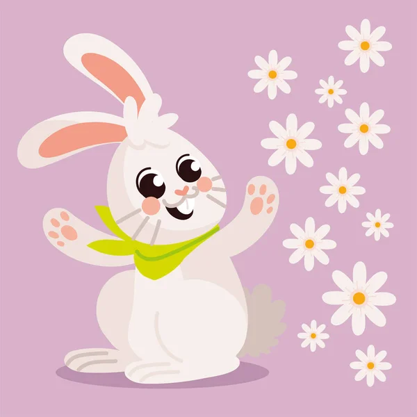 Funny Bunny Flowers Cartoon — Image vectorielle