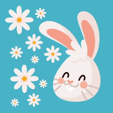 rabbit face flowers cartoon image