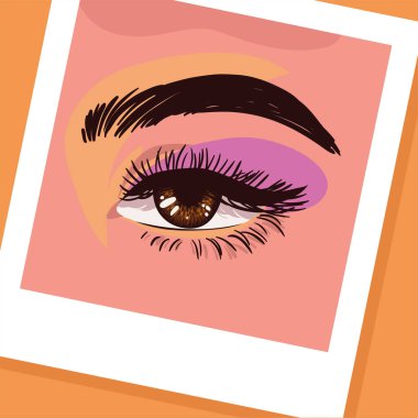 female eye with makeup, face close up