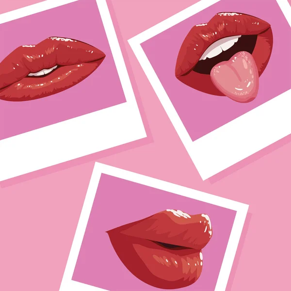Pictures Female Mouths Tongue Closeup — 스톡 벡터