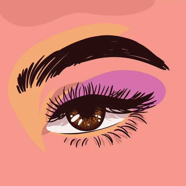 Female Eye Closeup Flat Design — Stock vektor