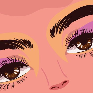 female eyes face closeup, flat design
