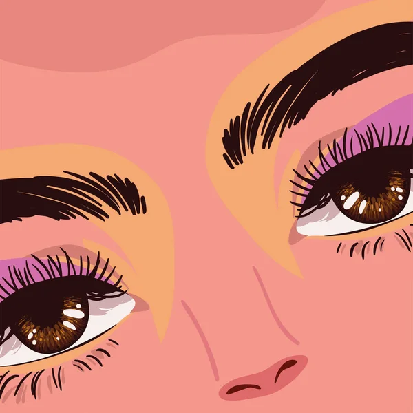 female eyes face closeup, flat design