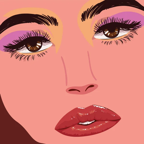 Female Face Makeup Close — Stock vektor