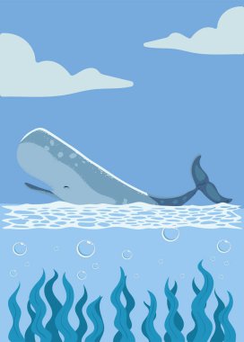 giant whale in the sea, design