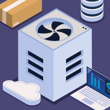 isometric storage digital vector style design