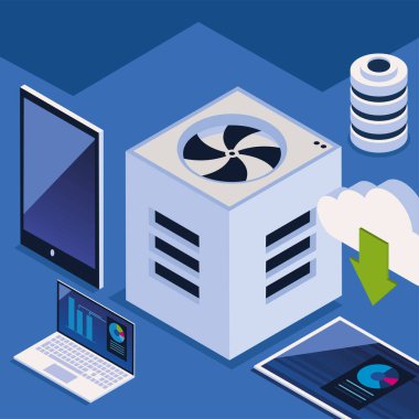 storage technology isometric style icons