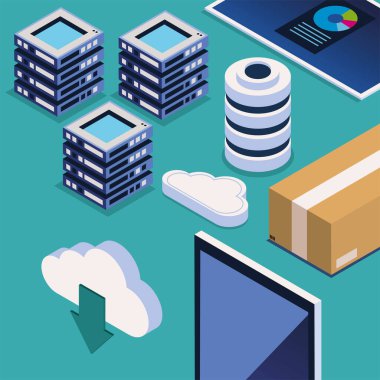 storage data internet isometric style