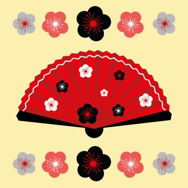 hand fan with flowers, design