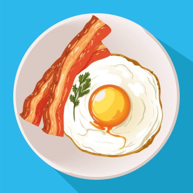 fried egg and bacon breakfast, design