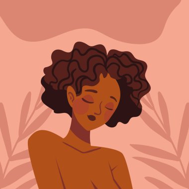 beautiful afro woman, flat design