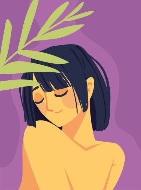 genç kadın portresi, vektör resim